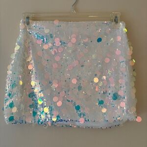Sequin Mini Skirt - White and Blue